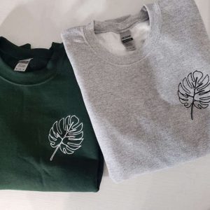 monstera embroidered sweatshirt 2d crewneck sweatshirt gift for family sws3262.jpeg