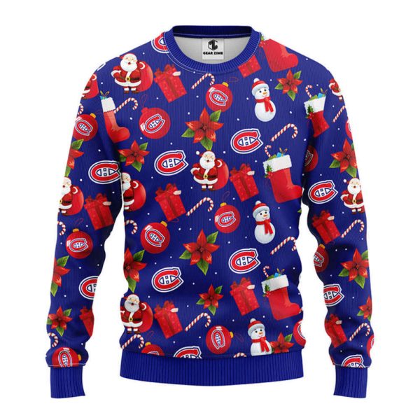 Montreal Canadians Santa Claus Snowman  Christmas Ugly Sweater, Gift For Christmas