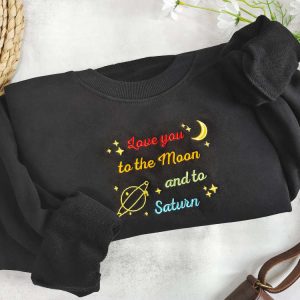 Moon & Saturn Embroidered Sweatshirt 2D…