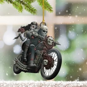 Motorcycle Skull Couple Christmas Ornament Couples…