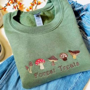 Mushroom Embroidered Sweatshirt 2D Crewneck Sweatshirt…