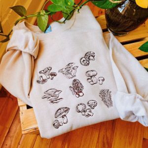 Mushrooms Embroidered Sweatshirt 2D Crewneck Sweatshirt…