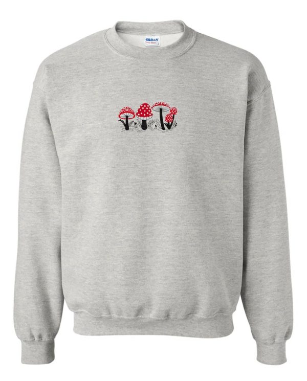 Mushrooms Embroidered Sweatshirt 2D Crewneck Sweatshirt Gift For Family