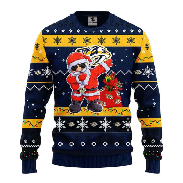 Nashville Predators Dabbing Santa Claus  Christmas Ugly Sweater, Gift For Christmas