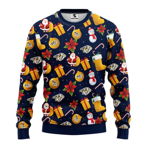 Nashville Predators Santa Claus Snowman  Christmas Ugly Sweater, Gift For Christmas