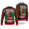 Naughty Pizza Cat With Laser Eyes Give Me Pizza Ugly Christmas Sweater For Men & Wome