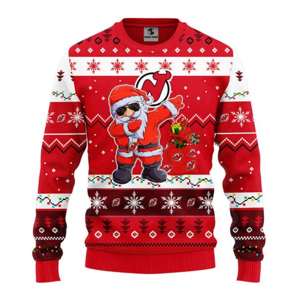 New Jersey Devils Dabbing Santa Claus  Christmas Ugly Sweater, Gift For Christmas