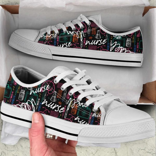 Nurse Hand Drawn Pattern Low Top Shoes Canvas Sneakers Comfortable