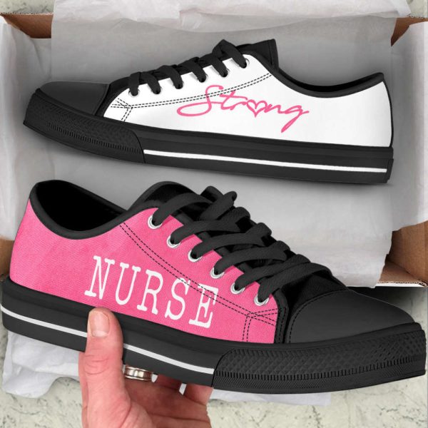 Nurse Strong Pink White Low Top Shoes Canvas Sneakers – Stylish Footwear