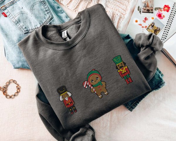 Nutcracker Sweatshirt Embroidered Gingerbread Man Sweater, Gift For Christmas