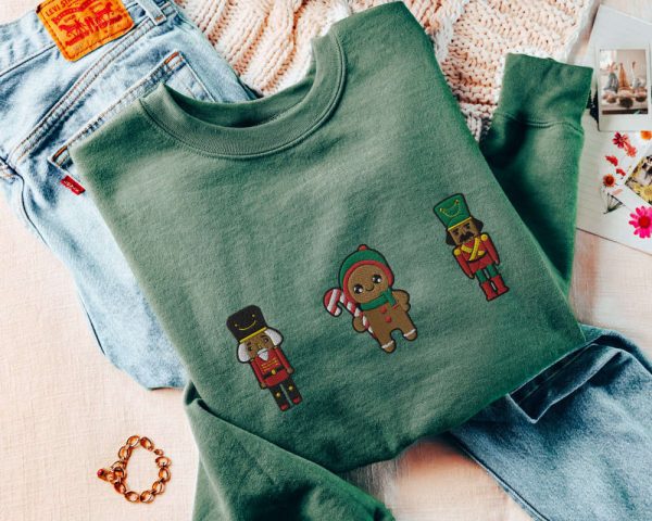 Nutcracker Sweatshirt Embroidered Gingerbread Man Sweater, Gift For Christmas