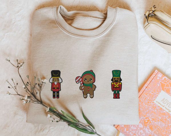 Nutcracker Sweatshirt Embroidered Gingerbread Man Sweater, Gift For Christmas