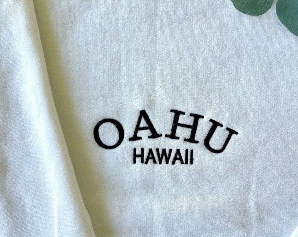 Oahu Hawaii Embroidered Sweatshirt 2D Crewneck Sweatshirt Gift For Family