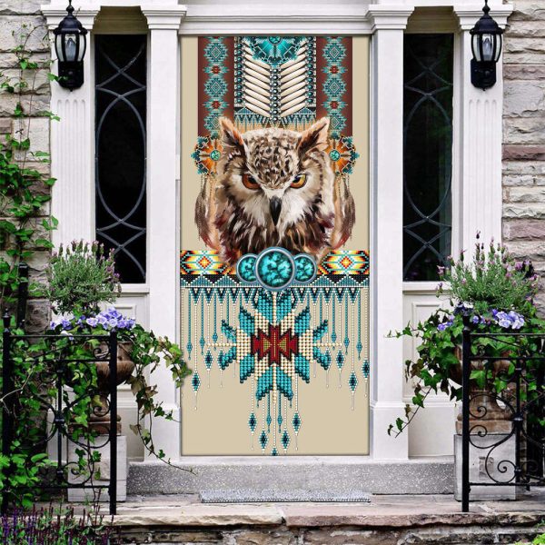Adorning Entryways: Owl & Native American Pattern Door Cover