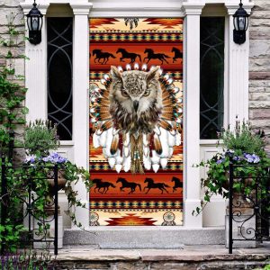 Owl Native American Warbonnet Door Cover…