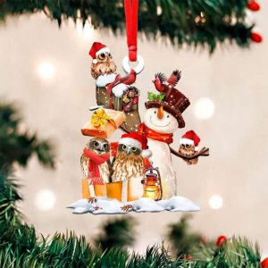 Owls And Snowman Christmas Ornament Animal…