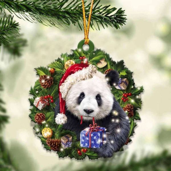 Panda And Christmas  Ornament 2023 Christmas Tree Ornaments, Gift For Animal Lover