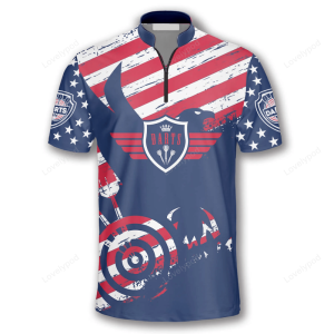patriotic flag red blue custom darts jerseys for men crown dart shirt flag usa shirt 3.png