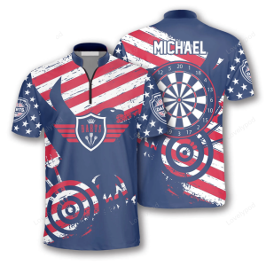 patriotic flag red blue custom darts jerseys for men crown dart shirt flag usa shirt.png