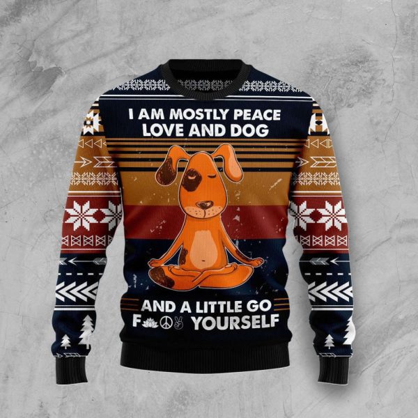 Peace Love And Dog Ugly Christmas Sweater, Gift For Christmas