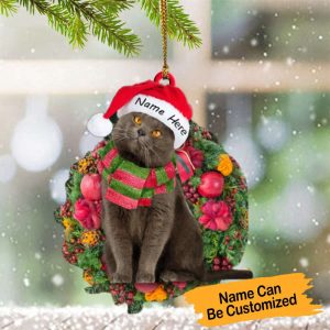 Personalized Black Cat Christmas Ornament Pet…