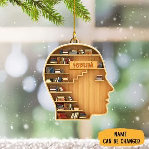 Personalized Book Lover Christmas Ornament Bookshelf…