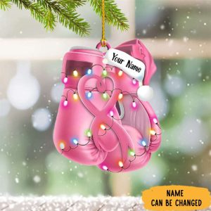 Personalized Breast Cancer Christmas Ornament Boxing…