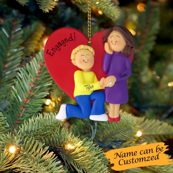 Personalized Couple Christmas Ornaments Engaged Couple 2023 Engagement Tree Decorations
