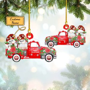 Personalized Couple Gnome Red Truck Christmas…