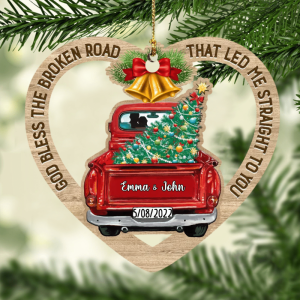 personalized couple red truck christmas ornament custom acrylic couple ornament for husband wife 1.png
