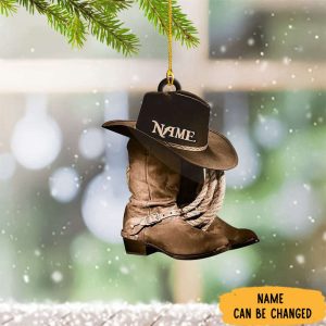 Personalized Cowboy Christmas Ornament Cowboy Boot…