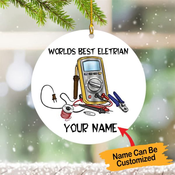 Personalized Electrician Ornament Electrician Christmas Tree Ornaments Worlds Best Eletrian