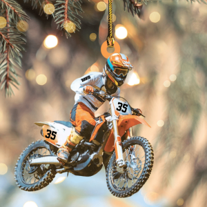 personalized motocross biker christmas ornament custom name and number acrylic ornament for men.png