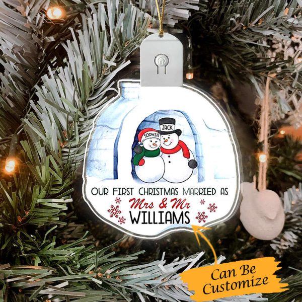 Personalized Our First Christmas Married As Mr And Mrs Led Ornaments 2023 Xmas Decor