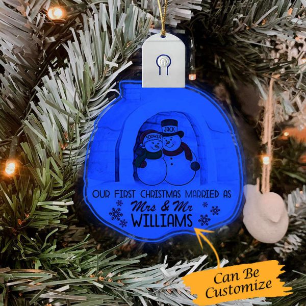 Personalized Our First Christmas Married As Mr And Mrs Led Ornaments 2023 Xmas Decor