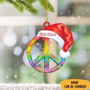 Personalized Peace Sign Christmas Ornament Peace…