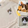 Personalized Pet Photo Embroidered Sweatshirt 2D Crewneck Sweatshirt For Pet Lover