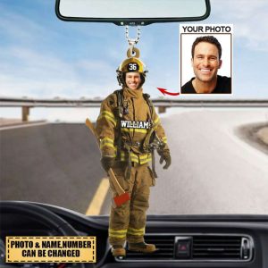 personalized photo firefighter car hanging ornament customized car ornament gift for firefighter hero 1.jpeg