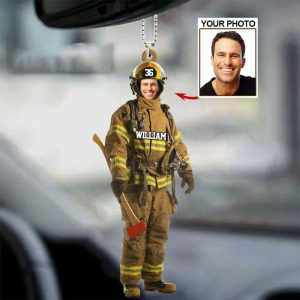 Personalized Photo Firefighter Car Hanging Ornament…