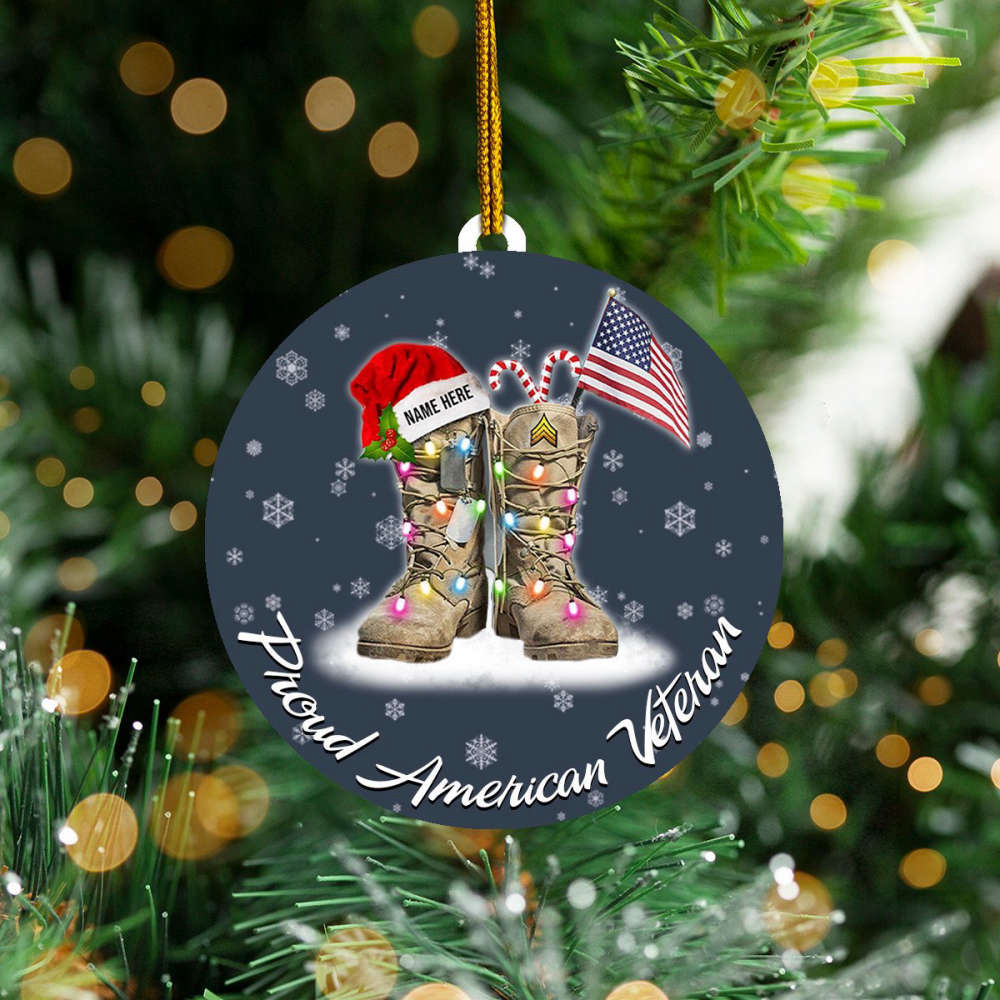 Personalized Proud Anerican Veteran Christmas Ornament Boots Military Patriotic Decoration – Furlidays