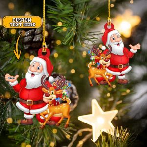 Personalized Reindeer Santa Claus Ornament Best…