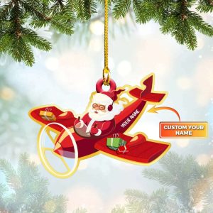 Personalized Santa Pilot Christmas Ornament Funny…