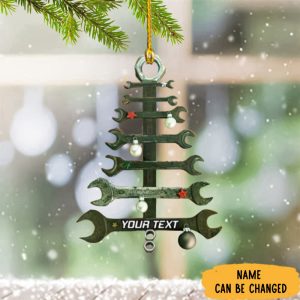 Personalized Wrench Mechanic Christmas Ornament Gift…