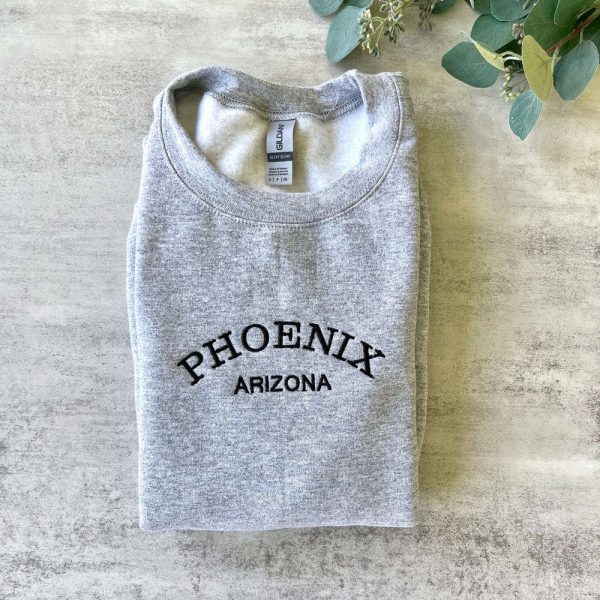 Phoenix Arizona Embroidered Sweatshirt 2D Crewneck Sweatshirt Gift For Family