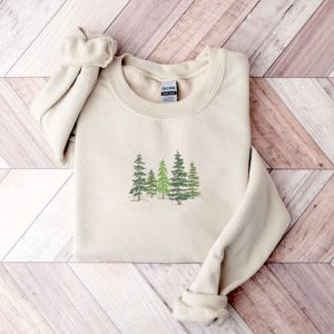 Pine Tree Embroidered Sweatshirt 2D Crewneck…