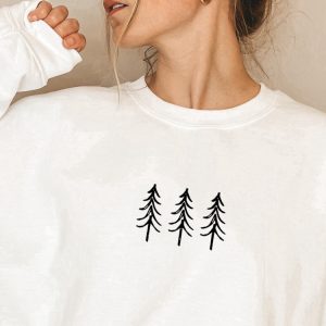 pine tree trio embroidered crewneck sweatshirt winter sweater christmas embroidery sweater camping apparel cozy loungewear 1.jpeg