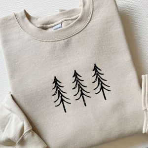 Pine Tree Trio Embroidered Crewneck Sweatshirt,…