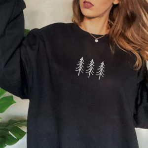 pine tree trio embroidered crewneck sweatshirt winter sweater christmas embroidery sweater camping apparel cozy loungewear 5.jpeg