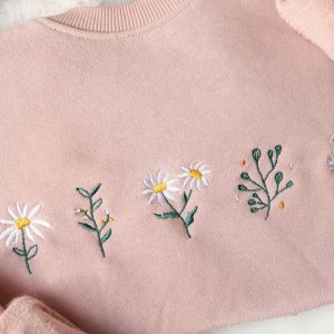 pink daisy embroidered sweatshirt 2d crewneck sweatshirt for family 1 1.jpeg