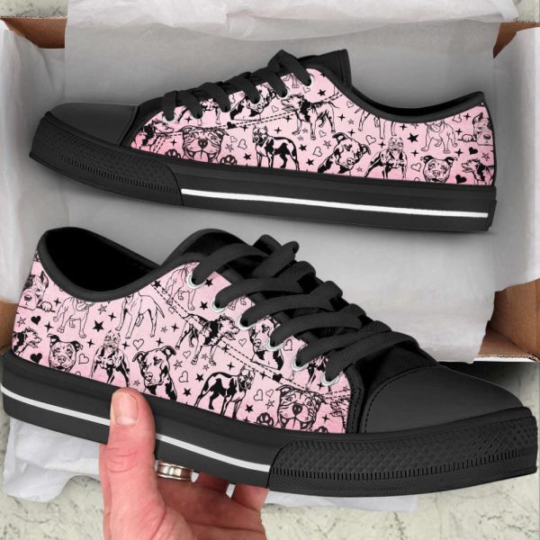 Pit Bull Dog Peeking Pattern Low Top Shoes Canvas Sneakers